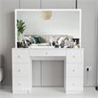 Boahaus Sabrina 7-Drawer Modern Wood Lighted Vanity with Mirror in White