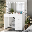 Boahaus Saranya White Makeup Vanity Desk 5 Drawers and Basic Knobs