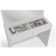 Boahaus Suri 2-Drawer Modern Wood Lighted Vanity Table with Glass Top in White