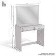 Boahaus Suri 2-Drawer Modern Wood Lighted Vanity Table with Glass Top in White
