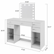 Boahaus Thalia 5-Drawer Modern Wood Vanity with Light Bulbs and Mirror in White