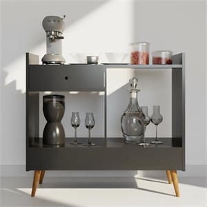Boahaus Coventry Modern Wood Mini Bar with 2 Storage Shelves in Brown