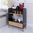 Boahaus Exeter Modern Wood Mini Bar with Glass Doors in Brown