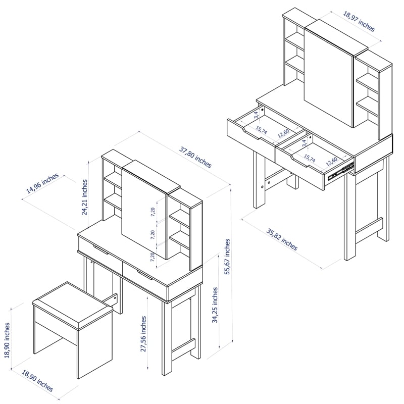 Boahaus Hera Modern White Vanity Set