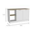 Boahaus Quimper Kitchen Base Cabinet (White - Dark Brown)