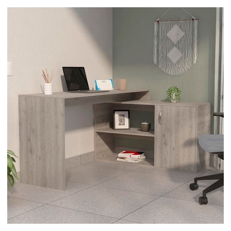 Boahaus Linyi L-Shaped Computer Desk (Light Gray)