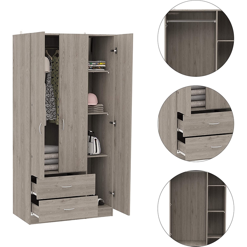 Boahaus Frankfurt Armoire (Light Gray)