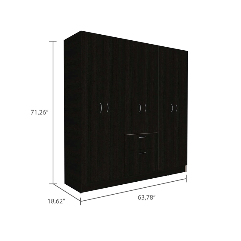 Boahaus Cologne Armoire (Black Wengue/White)