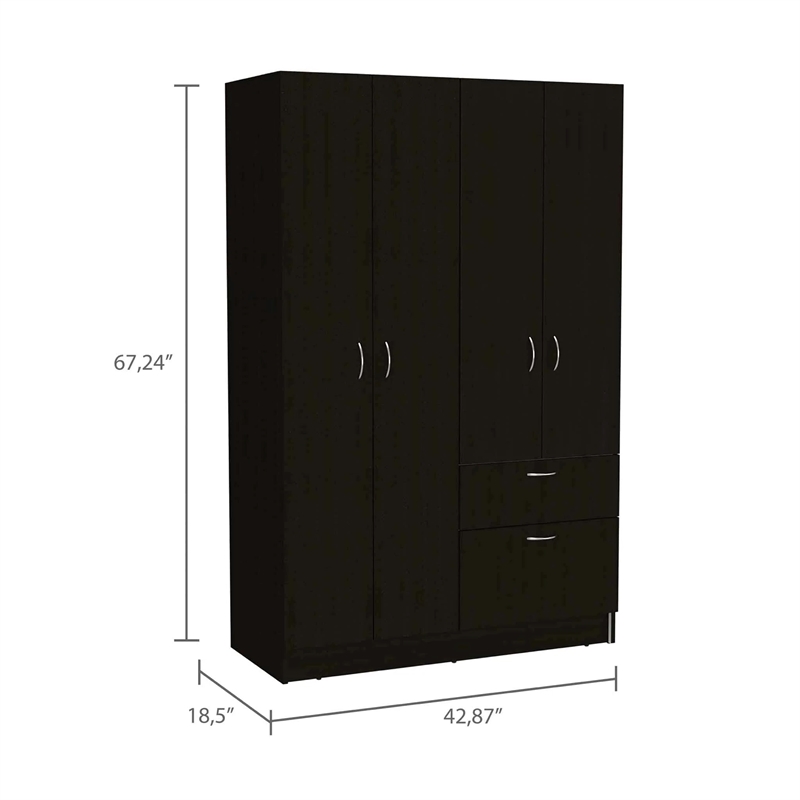 Boahaus Kiel Armoire (Black Wengue/White)