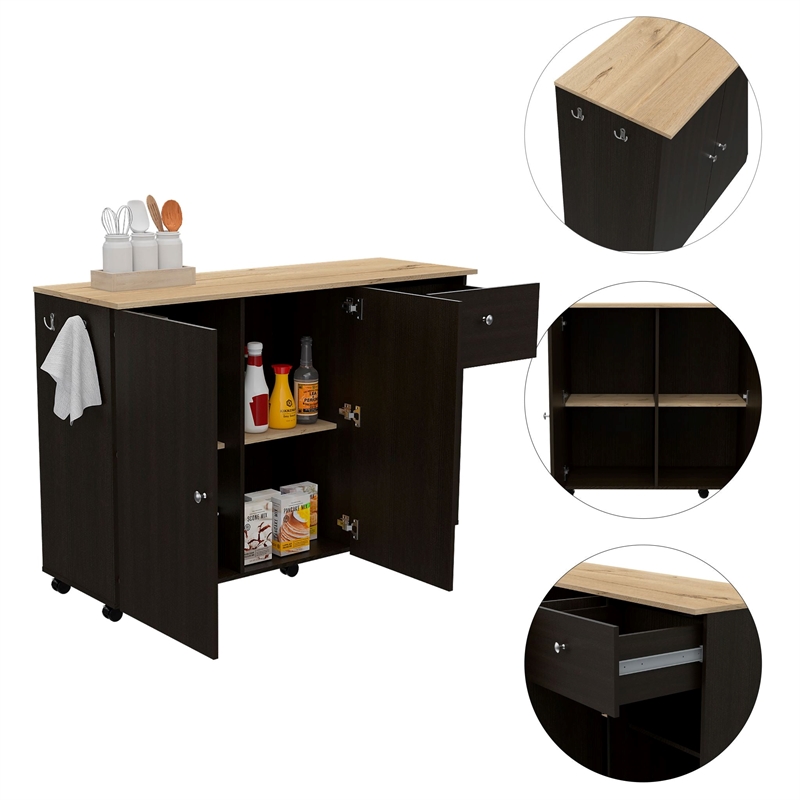 Boahaus Nanterre Kitchen Island (Black Wengue)