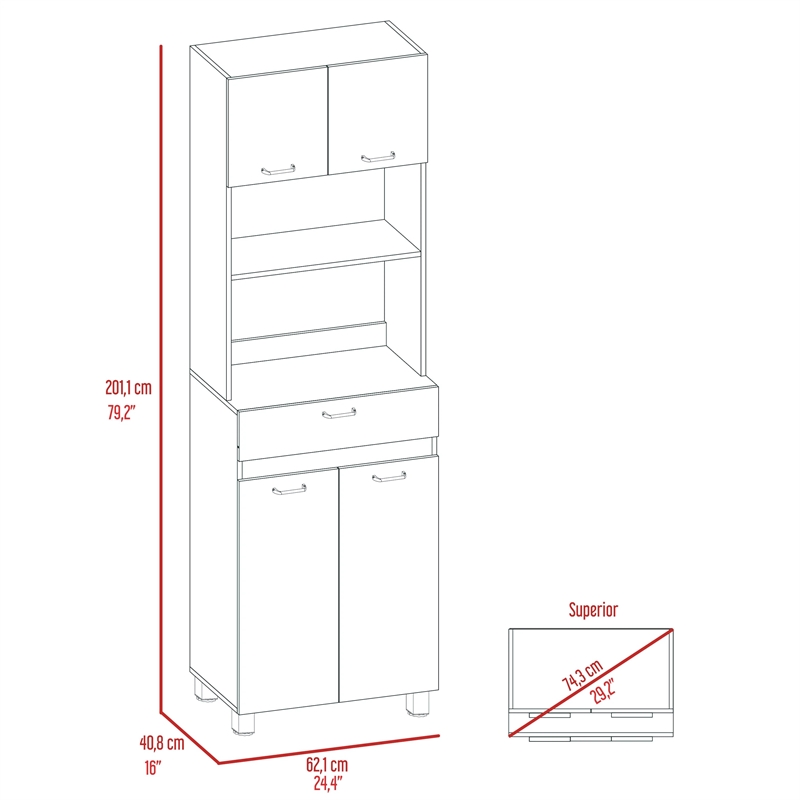 Boahaus Amiens Pantry (Smokey Oak / White)