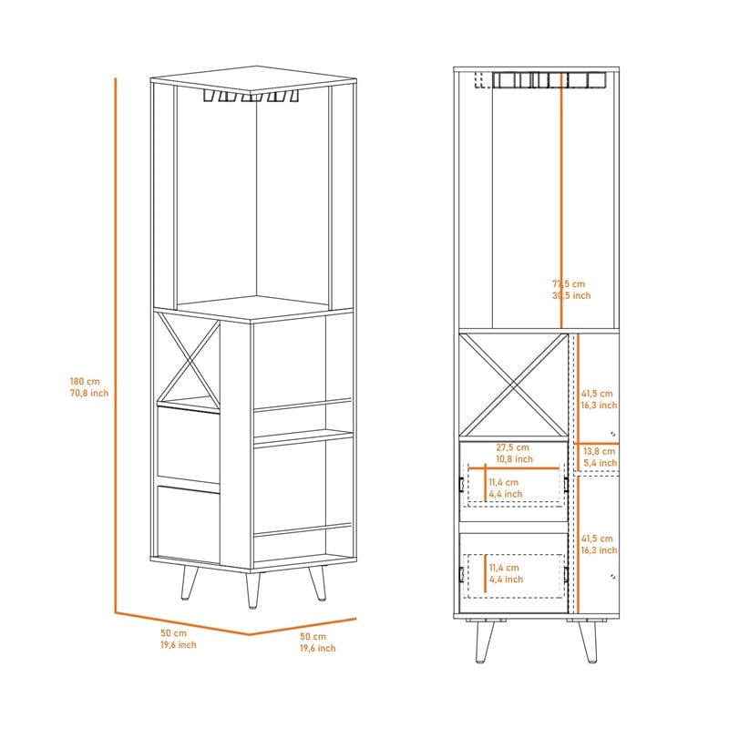 Boahaus Ripon Bar Cabinet (Pine/Matt Gray)