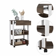 Boahaus Jamestown Bar Cart (White/Dark Walnut)