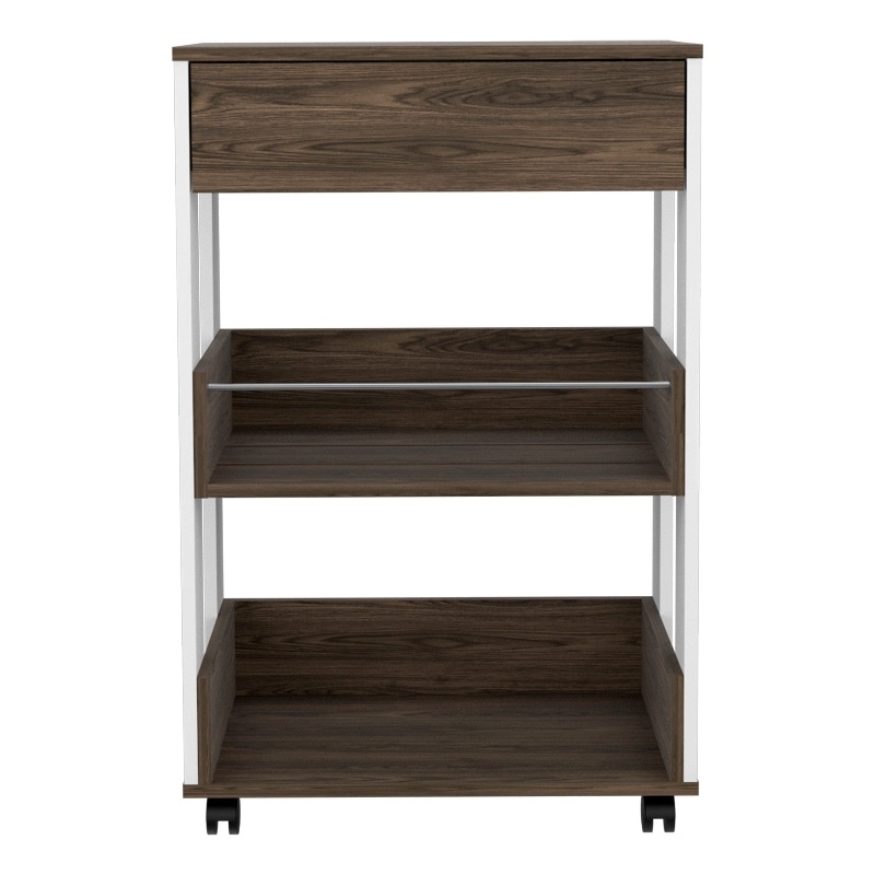 Boahaus Jamestown Bar Cart (White/Dark Walnut)