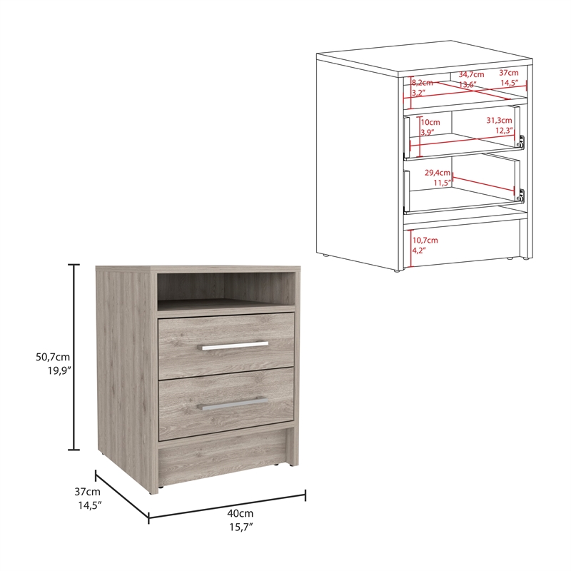 Boahaus Malaga Nightstand (Light Gray)