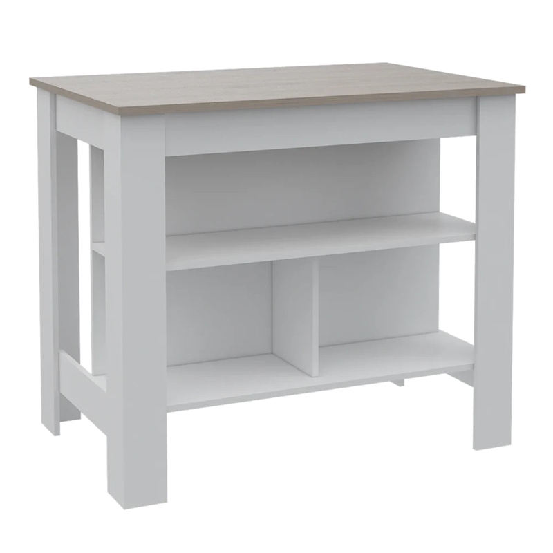 Boahaus Perpignan Kitchen Island (White / Light Gray)