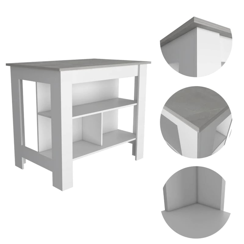 Boahaus Le Kitchen Island (White / Ibiza Marble)