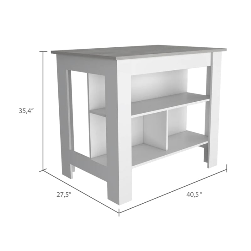 Boahaus Le Kitchen Island (White / Ibiza Marble)
