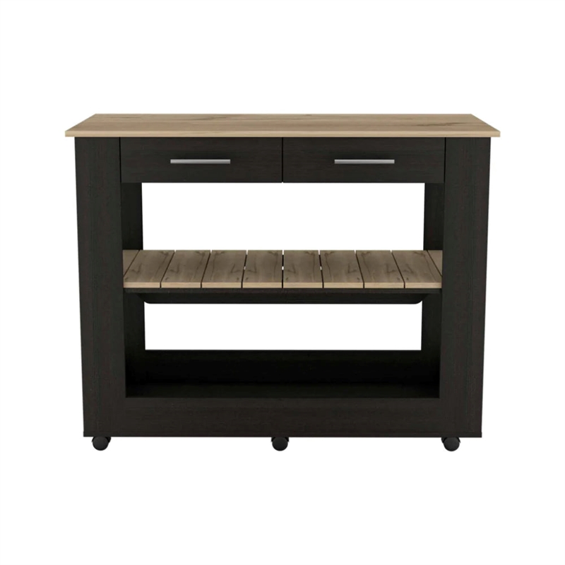 Boahaus Limoges Kitchen Island (Black Wengue / Light Oak)