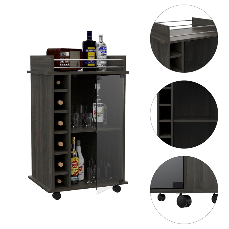 Boahaus Carlisle Bar Cart (Carbon Espresso)