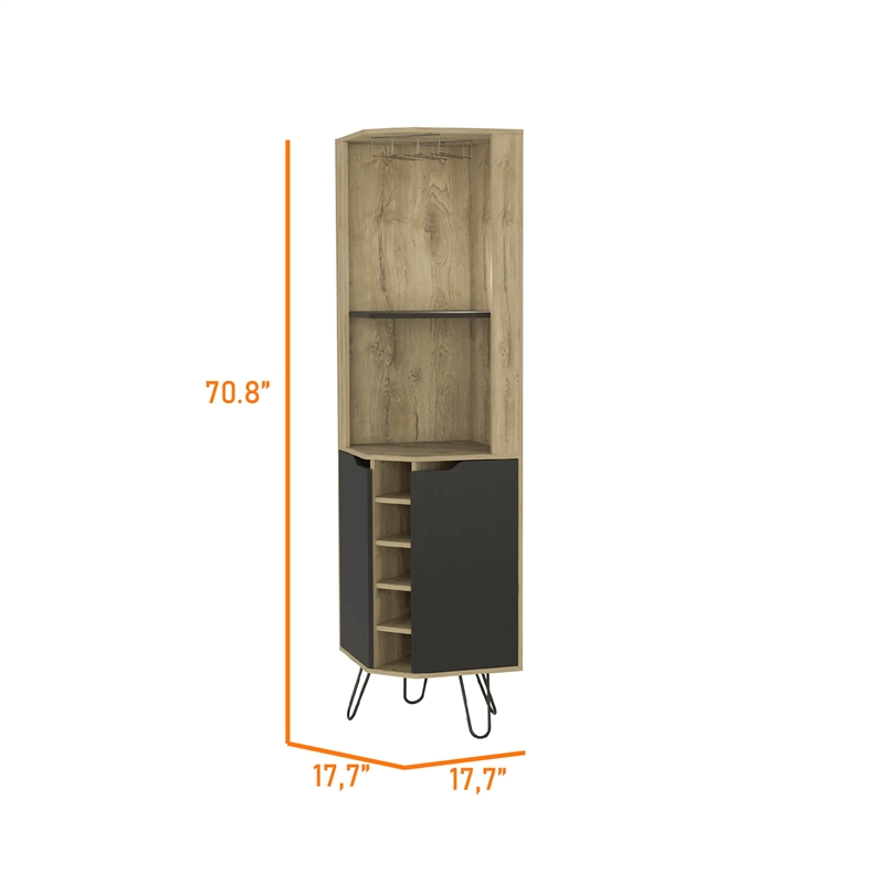 Boahaus Douglas Bar Cabinet (Macadamia/Black Wengue)