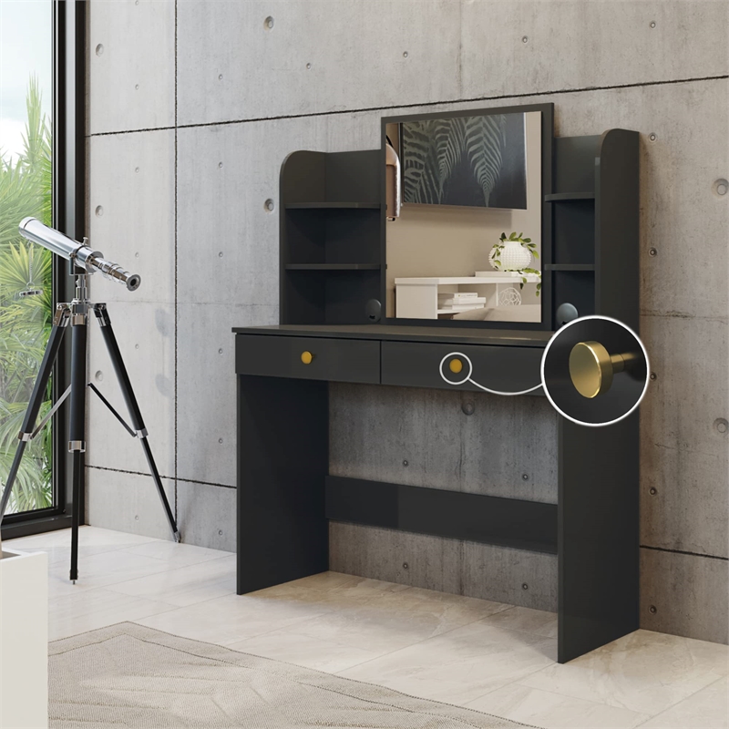 Boahaus Cixi Vanity Desk (Black)