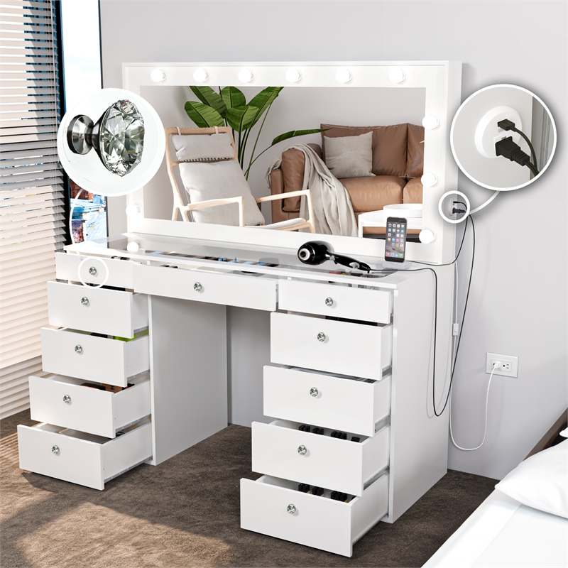 Boahaus Orla Vanity Desk (Crystal Knobs)