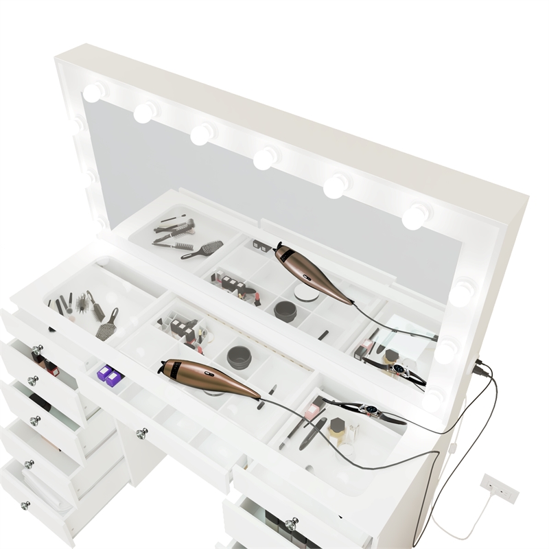 Boahaus Orla Vanity Desk (Crystal Knobs)