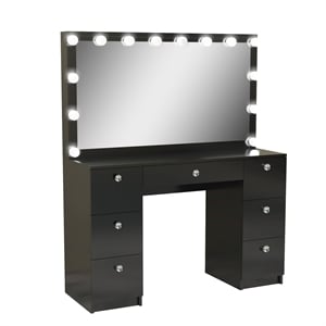 Boahaus Yara Vanity with Light Bulbs (Black)