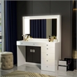 Boahaus Selene White Makeup Vanity Desk with LED Lights (Crystal Knobs)