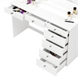 Boahaus Selene White Makeup Vanity Desk with LED Lights (Crystal Knobs)