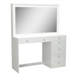 Boahaus Selene White Makeup Vanity Desk with LED Lights (Crystal Knobs)
