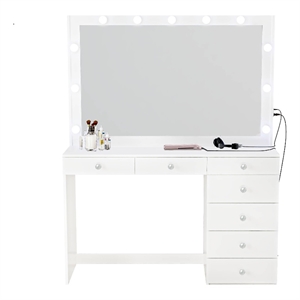 Boahaus Diana White Dressing Table Light Bulbs (Crystal Ball Knobs)