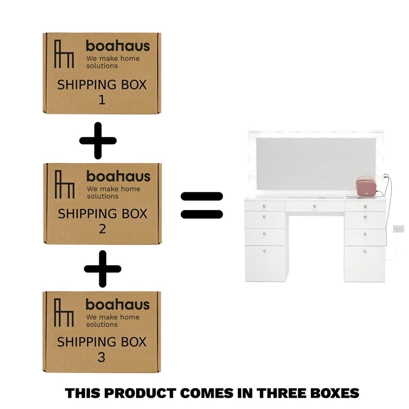 Boahaus Leonore Makeup Vanity Desk (Basic Knobs)