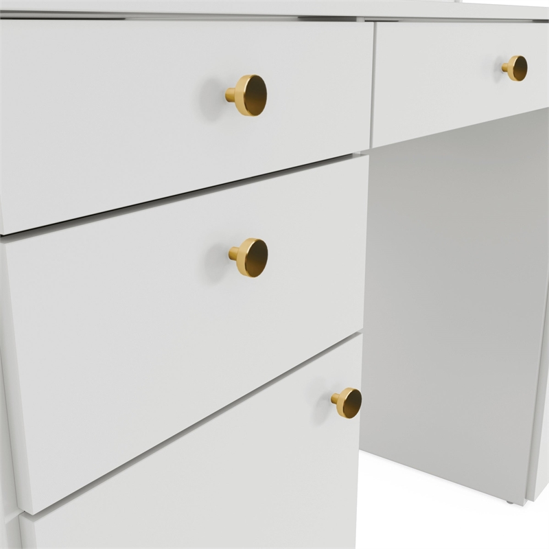 Boahaus Kiana Vanity Makeup Desk (Golden Knobs)