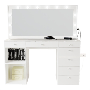 Boahaus Constance Vanity Makeup Desk (Crystal Ball Knobs)