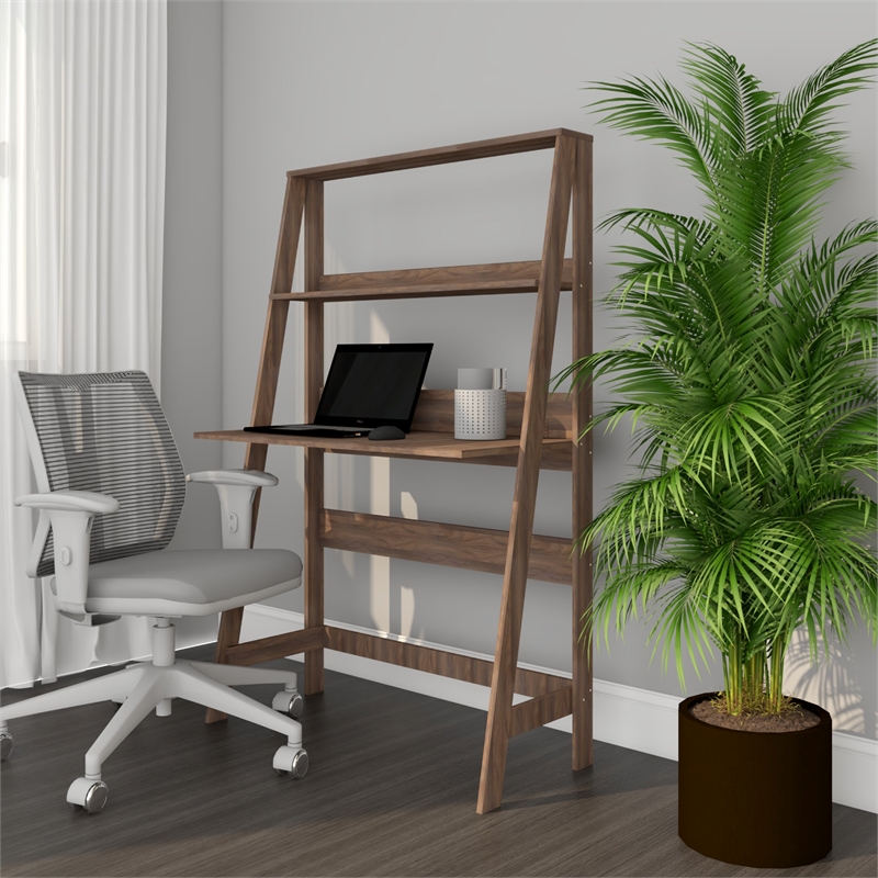 Boahaus Gumi Walnut Ladder Computer Desk