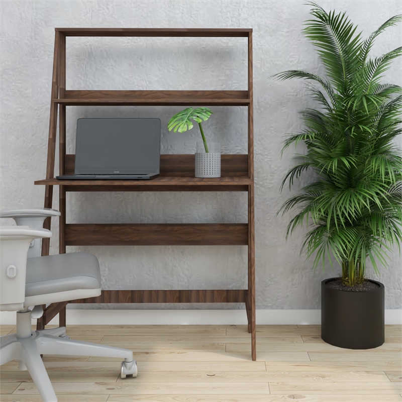 Boahaus Gumi Walnut Ladder Computer Desk