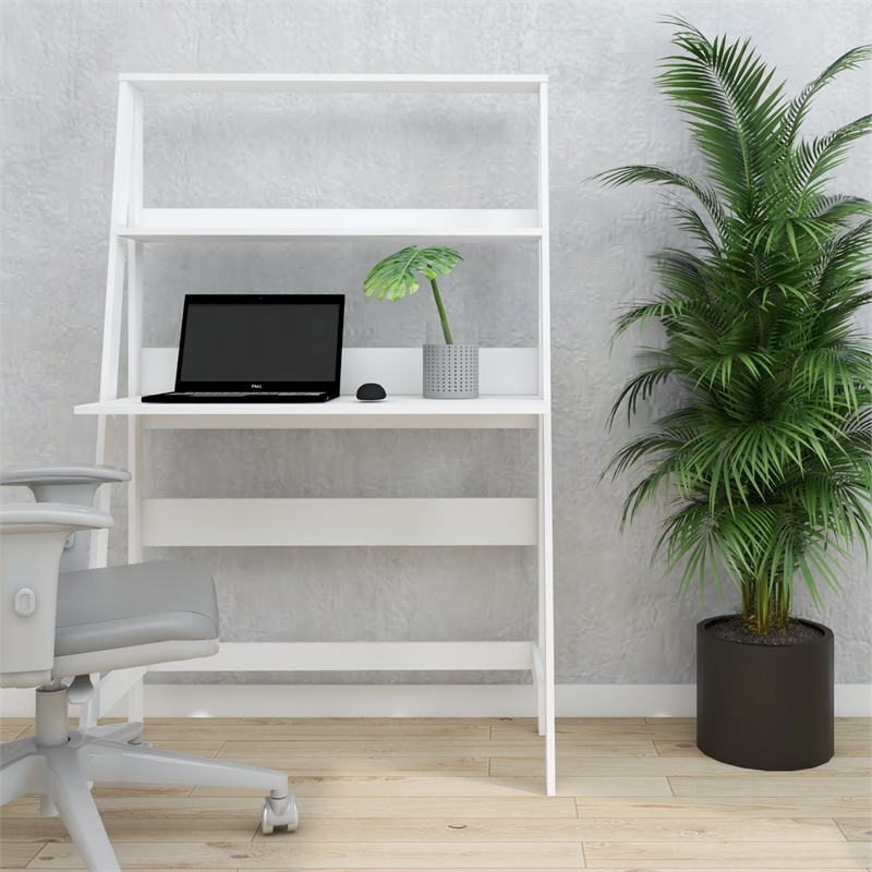 Boahaus Gumi White Ladder Computer Desk