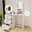 Boahaus Iris White Dressing Table with Light Bulbs Golden Knobs