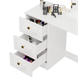 Boahaus Iris White Dressing Table with Light Bulbs Golden Knobs