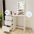 Boahaus Iris White Dressing Table with Light Bulbs Crystal Ball Knobs