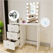 Boahaus Iris White Dressing Table with Light Bulbs Crystal Knobs