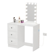 Boahaus Iris White Dressing Table with Light Bulbs Crystal Knobs