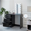 Boahaus Iris Black Dressing Table with Light Bulbs Basic Knobs