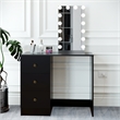 Boahaus Iris Black Dressing Table with Light Bulbs Golden Knobs