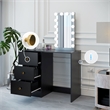 Boahaus Iris Black Dressing Table with Light Bulbs Golden Knobs