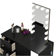 Boahaus Iris Black Dressing Table with Light Bulbs Golden Knobs