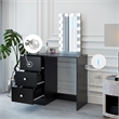 Boahaus Iris Black Dressing Table with Light Bulbs Crystal Ball Knobs