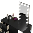 Boahaus Iris Black Dressing Table with Light Bulbs Crystal Ball Knobs